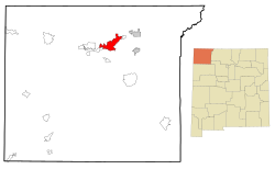 San Juan County New Mexico Incorporated and Unincorporated areas Farmington Highlighted